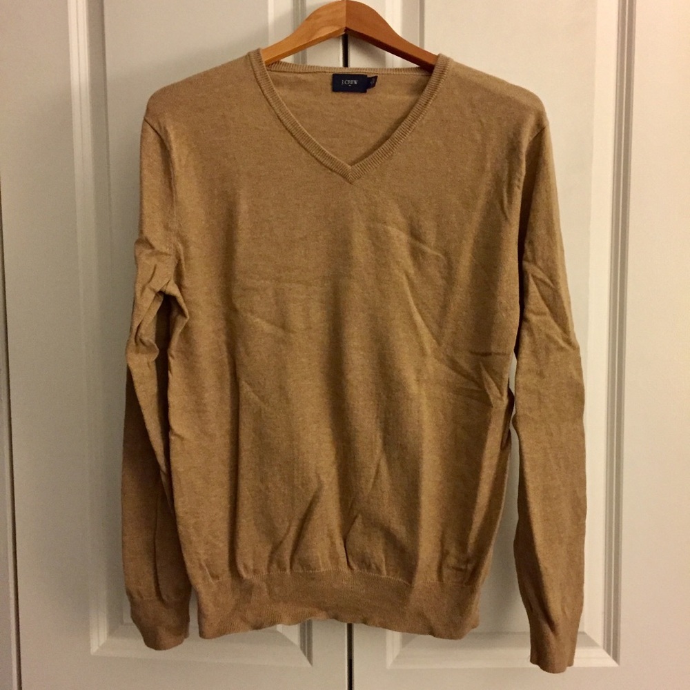 J Crew Camel V Neck Sweater M